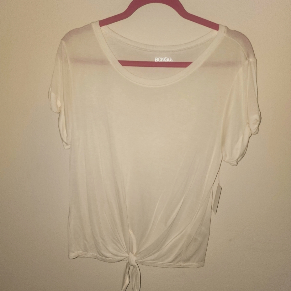 White Bongo Shirt juniors NWT tie front size Large